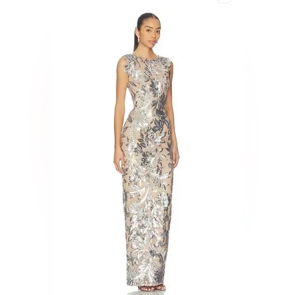 NWOT BRONX AND BANCO Violet Maxi Dress in Dark Silver, wedding guest dress - Picture 2 of 16